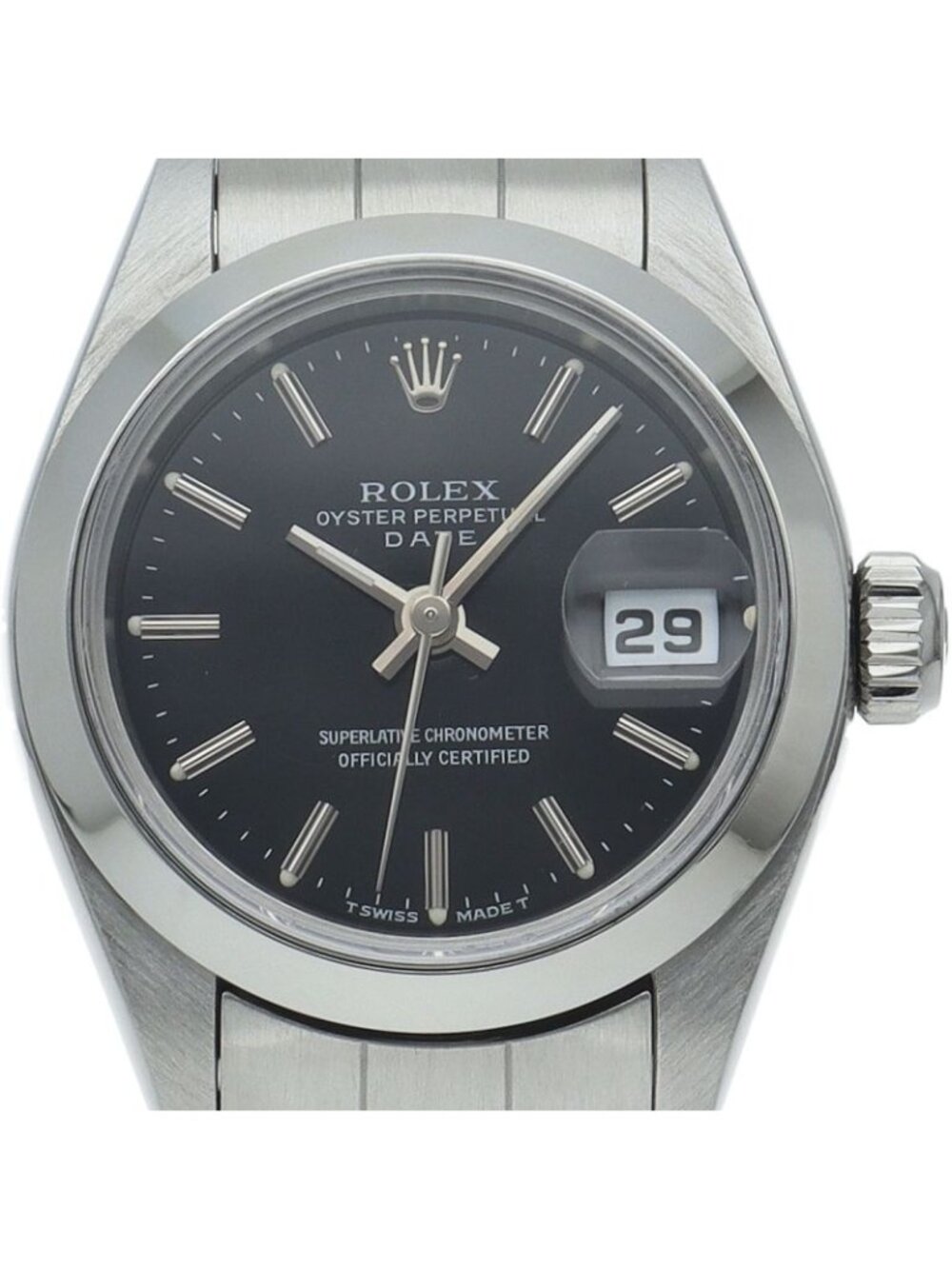 Rolex Oyster Perpetual Date Watch SS Black
